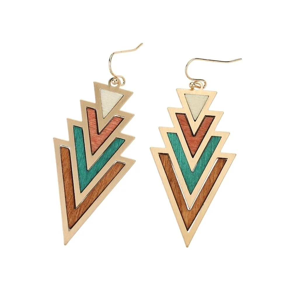 NEW Wood Arrow Teal Boho Dangle Earrings